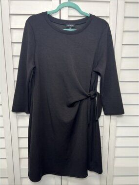 The Limited 3/4 Sleeve Tie Waist Yummy Career Dress Women's Size XL Black